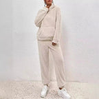 Torvald Women's Set – Gentle Fleece Pajamas with Hood & Relaxed Pants for Winter