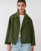 Una Women's Jacket – Short Wrap-Style Wool Coat, Refined & Cozy for Winter