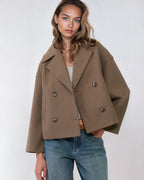 Una Women's Jacket – Short Wrap-Style Wool Coat, Refined & Cozy for Winter